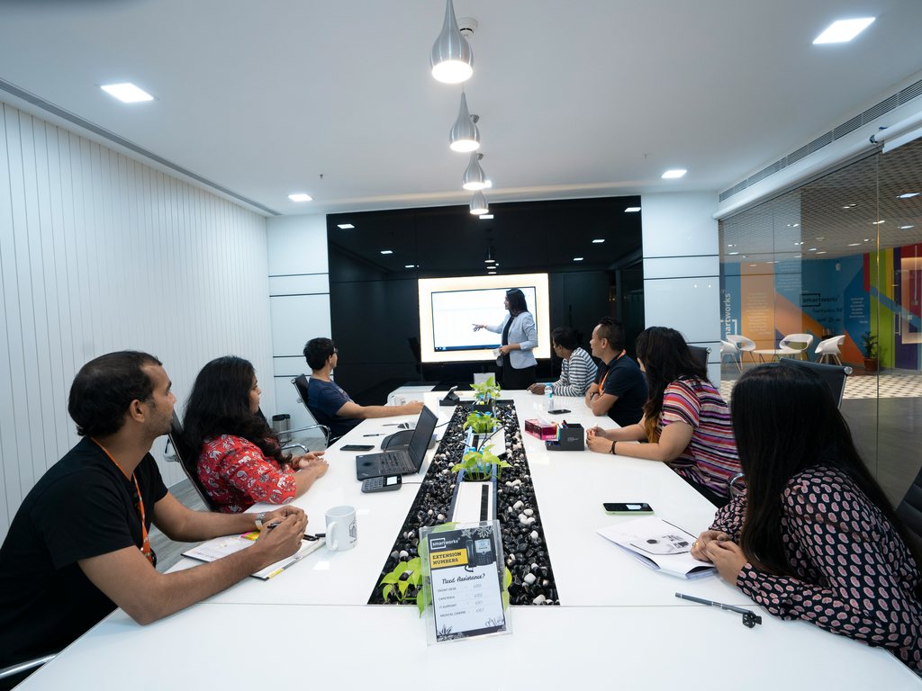 A team working together in a meeting room